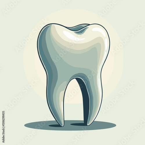 Shiny tooth illustration with a minimalist design on a light background