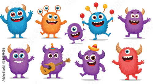 a set of cute monster character