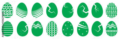 Easter Egg Vector. Set of color ester eggs. Vector set of easter eggs, silhouette. Easter day element set. Vector illustration of egg.