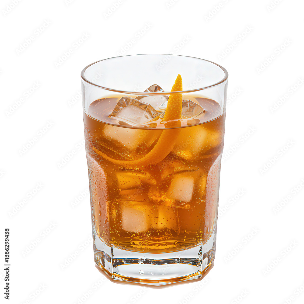 Iced Amber Cocktail with an Orange Twist. Iced Amber Cocktail with an Orange Twist.