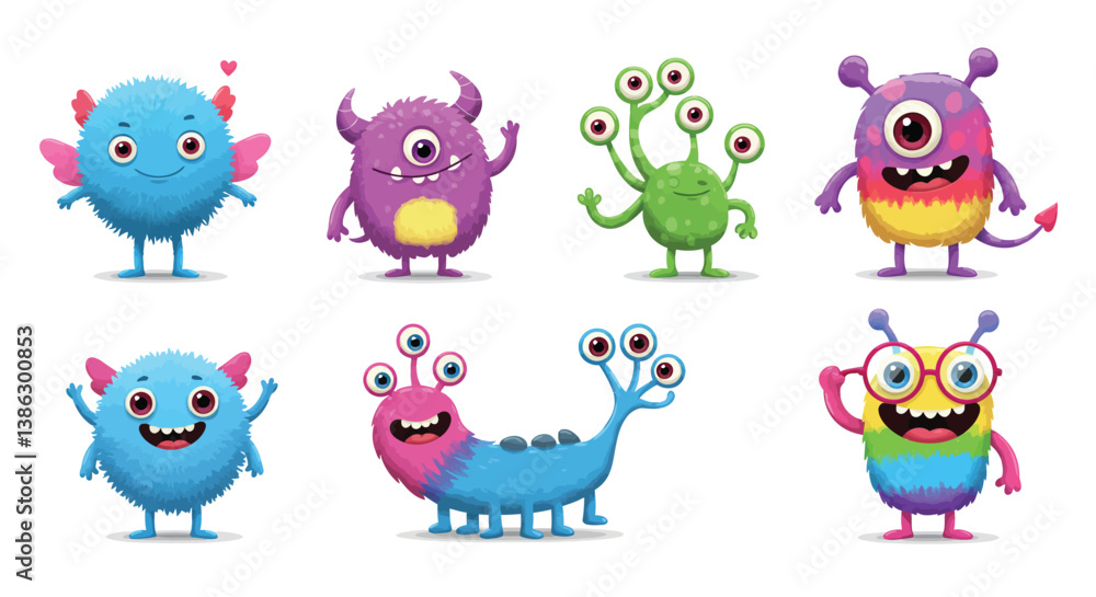 a set of cute monster character a set of cute monster character
