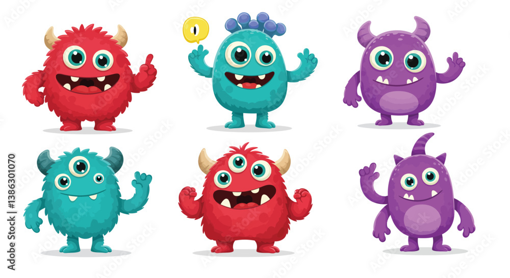 Fototapeta premium a set of cute monster character