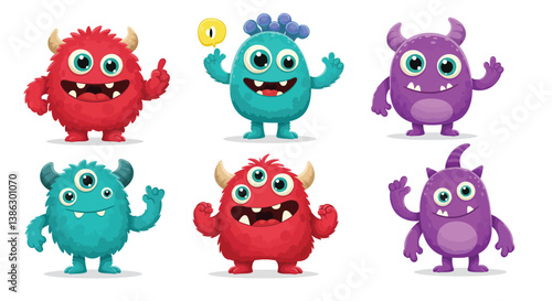 a set of cute monster character