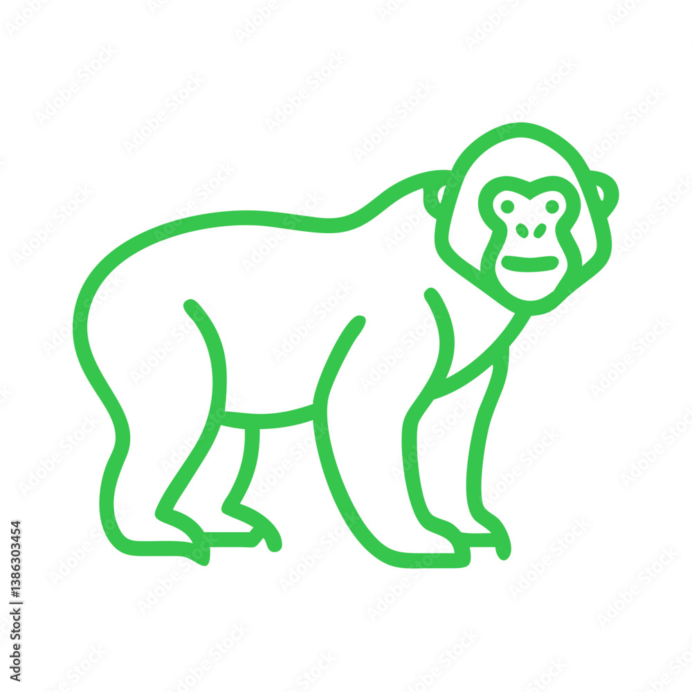 Endangered Species, Bornean Orangutan icon, vector Endangered Species, Bornean Orangutan icon, vector