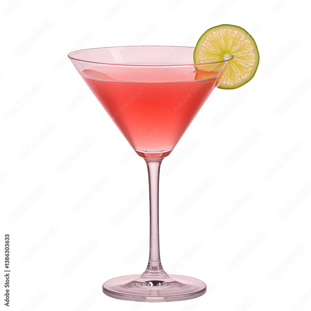 Chilled Pink Martini with a Fresh Lime Wheel. Chilled Pink Martini with a Fresh Lime Wheel.