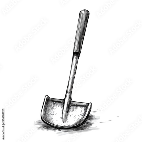 2D flat vector illustration of Shovel, isolated on a white background.