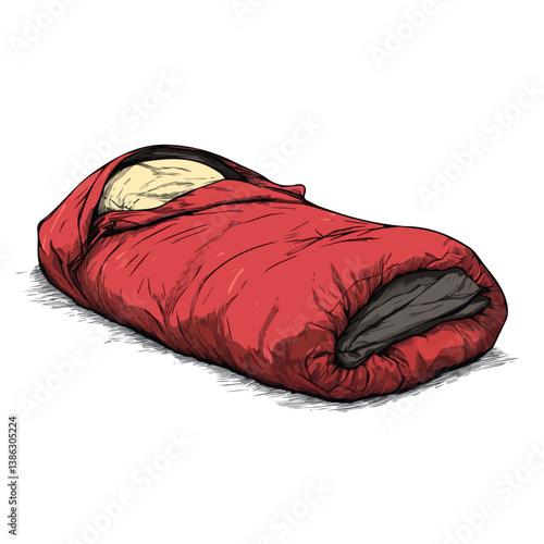 2D flat vector illustration of Sleeping Bag, isolated on a white background.
