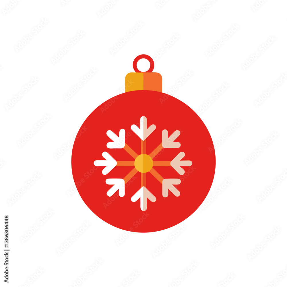 Fototapeta premium red christmas ball with snowflakes