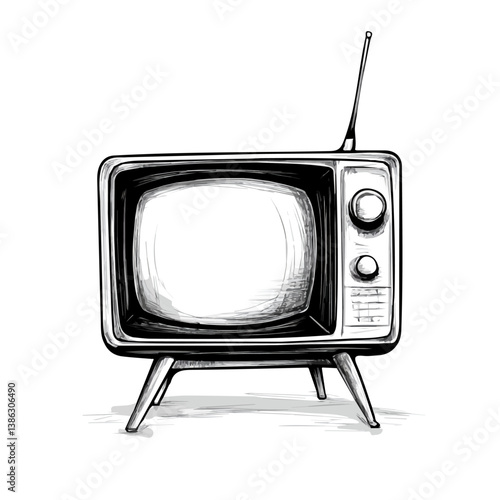 Television 2D flat vector illustration, isolated on a white background.