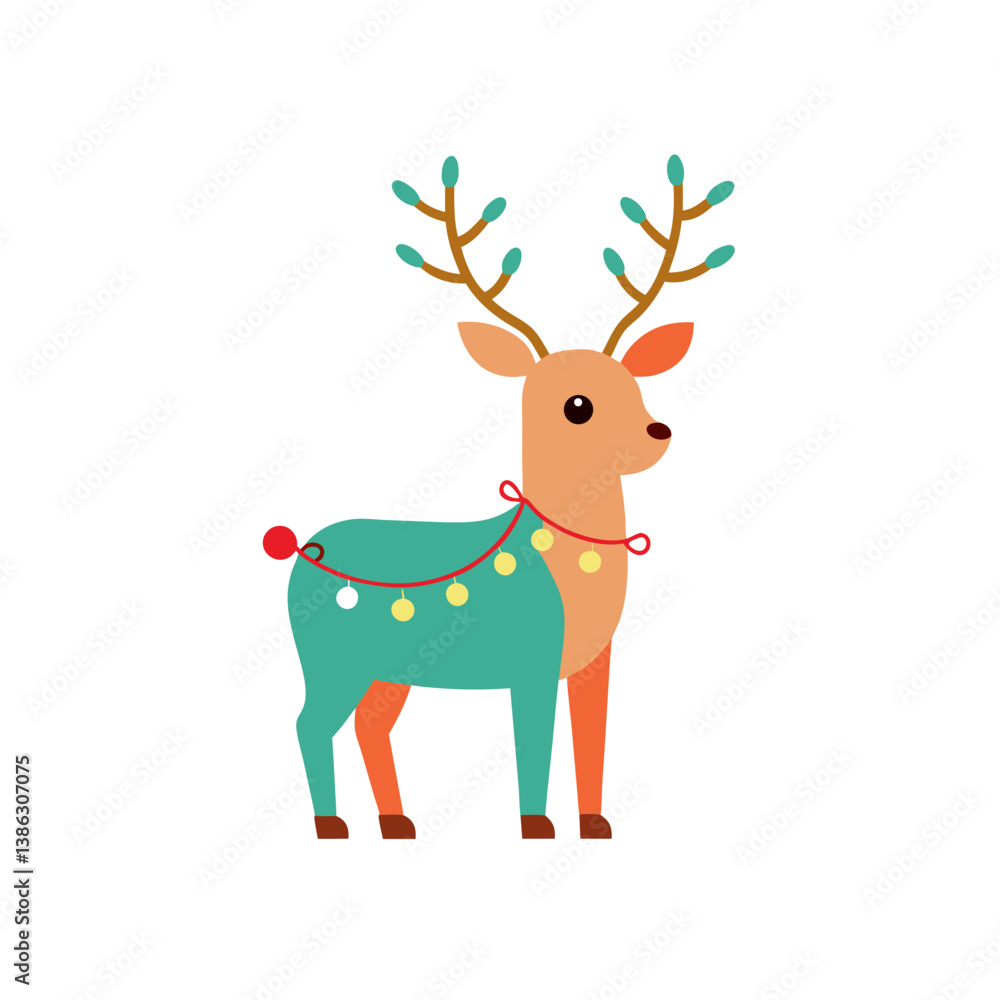 Fototapeta premium christmas reindeer with red ribbon
