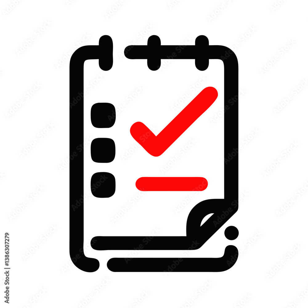 Checklist with tick icon for educational themes, simple style - education icon Checklist with tick icon for educational themes, simple style - education icon