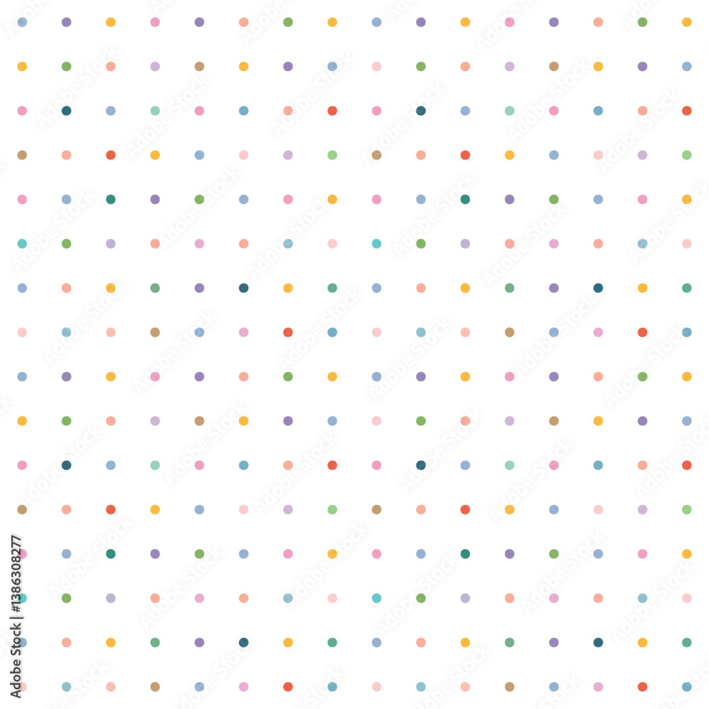 Multi Color Polka Dot on White Background Multi Color Polka Dot on White Background