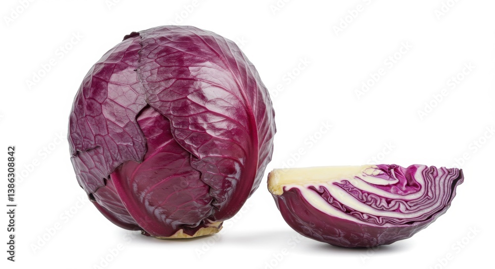 Crisp Red Cabbage Isolated on White Background Crisp Red Cabbage Isolated on White Background