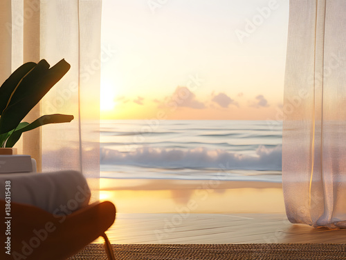 Serene beach at sunrise