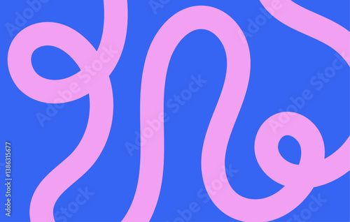 Abstract wavy lines pattern. Horizontal background with dynamic curvy stripe, hand drawing wave line in blue and pink colors. Editable stroke. Vector illustration for music festival, poster, banner