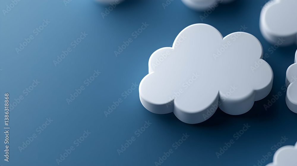 White Clouds on Blue Background Abstract 3D Render White Clouds on Blue Background Abstract 3D Render