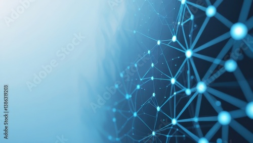 Fondo futurista. fondo de pantalla futurista de líneas brillantes unidas por nodos en tonos azules. Simbolizando las conexiones que se dan en el mundo digital.