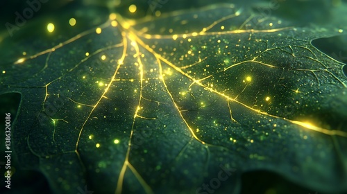 Close up of leaf vein transporting water ultra detailed microscopic view of xylem phloem glowing capillary action photorealistic cell wall high fidelity texture natural soft lighting flawless depth of