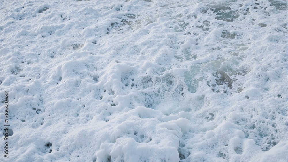 Vibrant ocean foam swirls in a captivating close up forming hypnotic patterns as waves recede Vibrant ocean foam swirls in a captivating close up forming hypnotic patterns as waves recede