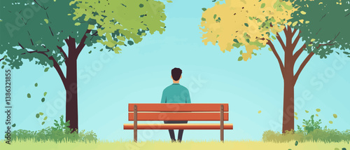 A nervous individual sits on a park bench battling social anxiety disorder