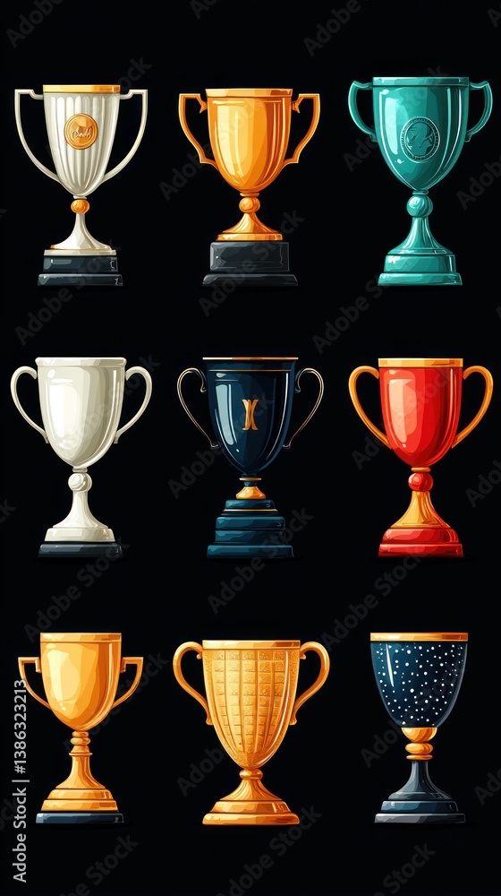 Collection of Nine Award Winning Trophies Collection of Nine Award Winning Trophies