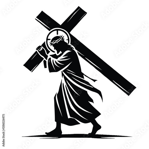 Jesus Carrying Cross Silhouette