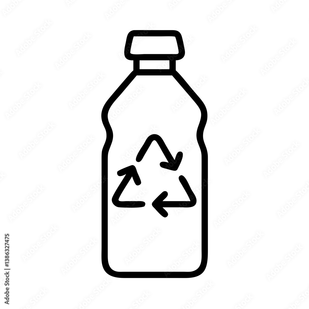 Recycled plastic bottle icon with recycling symbol Recycled plastic bottle icon with recycling symbol