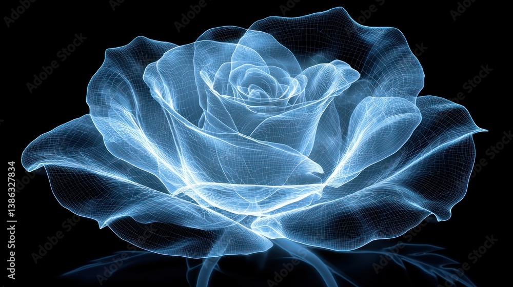 Fototapeta premium Ethereal Blue Rose: A Digital Masterpiece