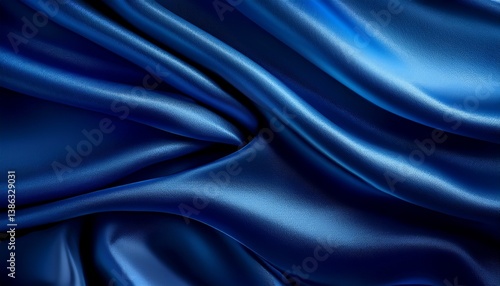 Wallpaper Mural Navy blue silk satin. Dark elegant luxury abstract background with space for design. Shiny smooth fabric. Soft folds. Drapery. Color gradient. Lines. Wavy pattern. Christmas, birthday, romance. Torontodigital.ca