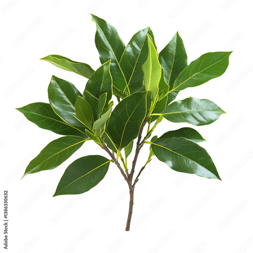 A Small Bay Leaf Tree with Glossy Leaves Isolated on Transparent Background A Small Bay Leaf Tree with Glossy Leaves Isolated on Transparent Background