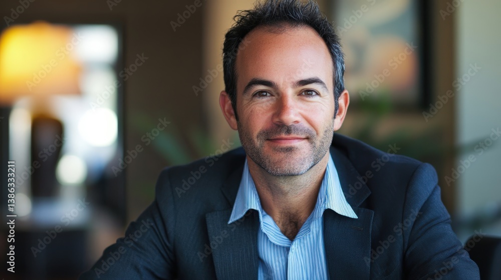 Fototapeta premium A professional man smiling directly at the camera in a portrait