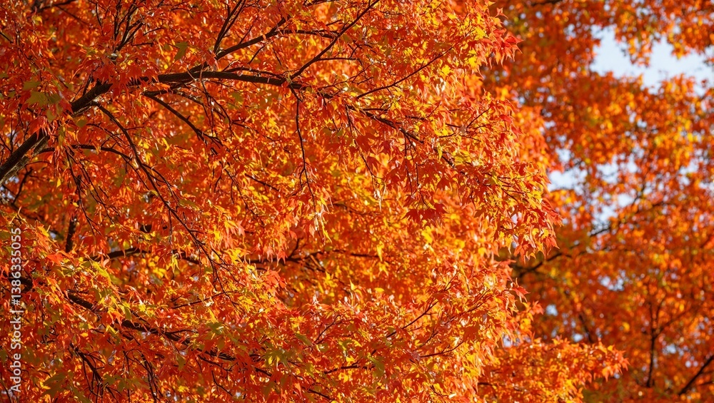 Vibrant orange autumn leaves up close veins and edges intricately detailed bathed in soft sunlight perfect for natural backgrounds Vibrant orange autumn leaves up close veins and edges intricately detailed bathed in soft sunlight perfect for natural backgrounds