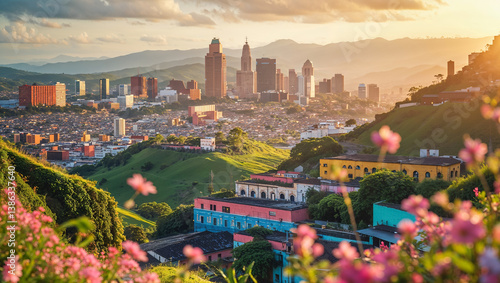 Fototapeta Naklejka Na Ścianę i Meble -  panorama of the beautiful city of Medellin Colombia