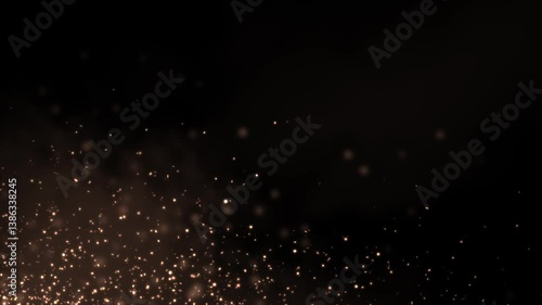 Dark animation background of glowing floating orange particles. Seamless looping backdrop video good for streaming or presentation.
