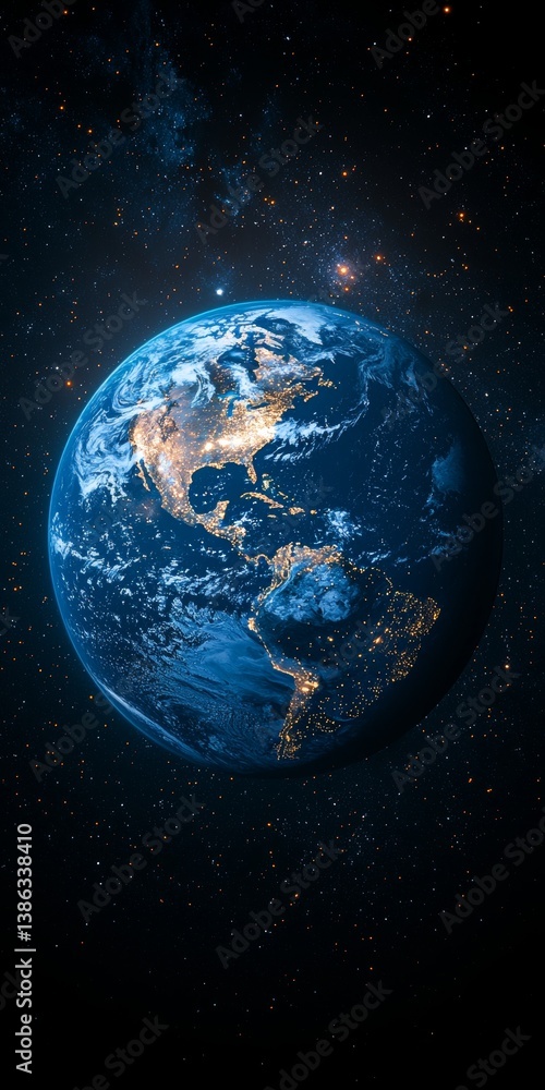 Fototapeta premium Beautiful Earth: Digital Art of Our Blue Planet in the Cosmos