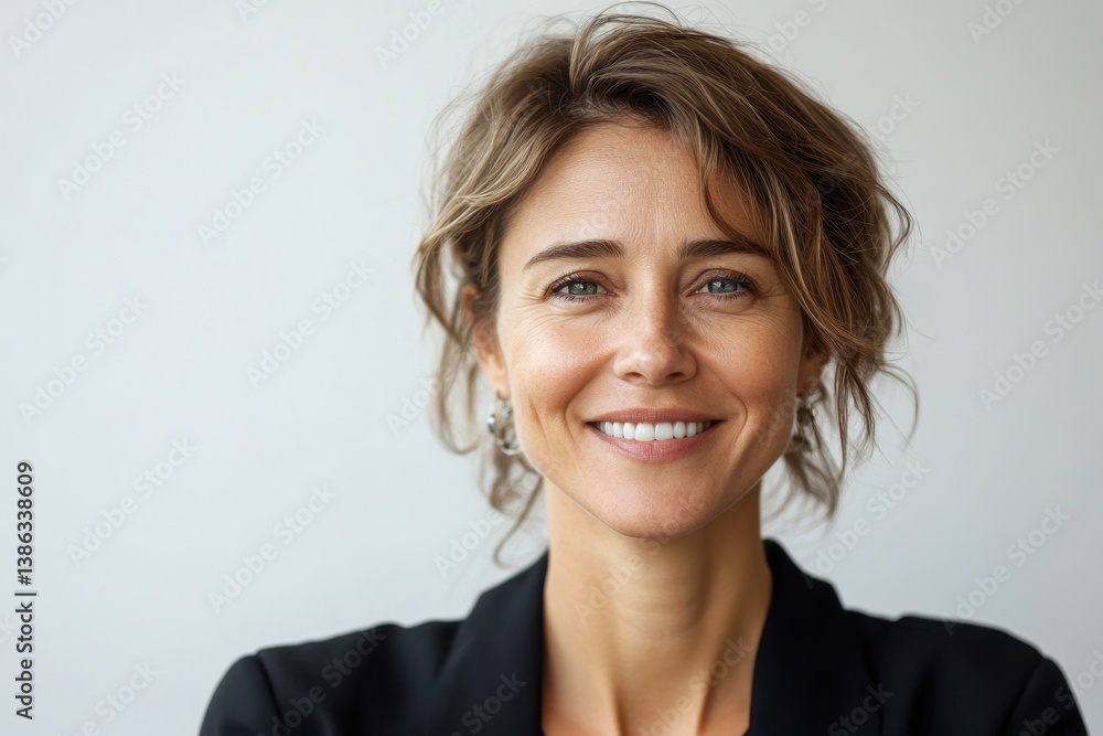 Smiling woman with stylish braids in office setting captures attention during a professional meeting in a bright and modern workspace Smiling woman with stylish braids in office setting captures attention during a professional meeting in a bright and modern workspace