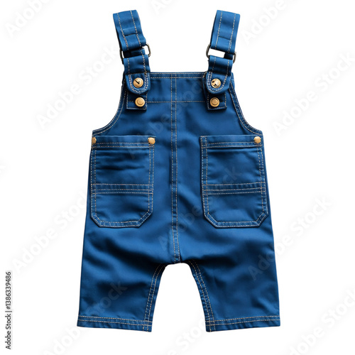 Navy Blue Overalls with Adjustable Straps Isolated on Transparent Background