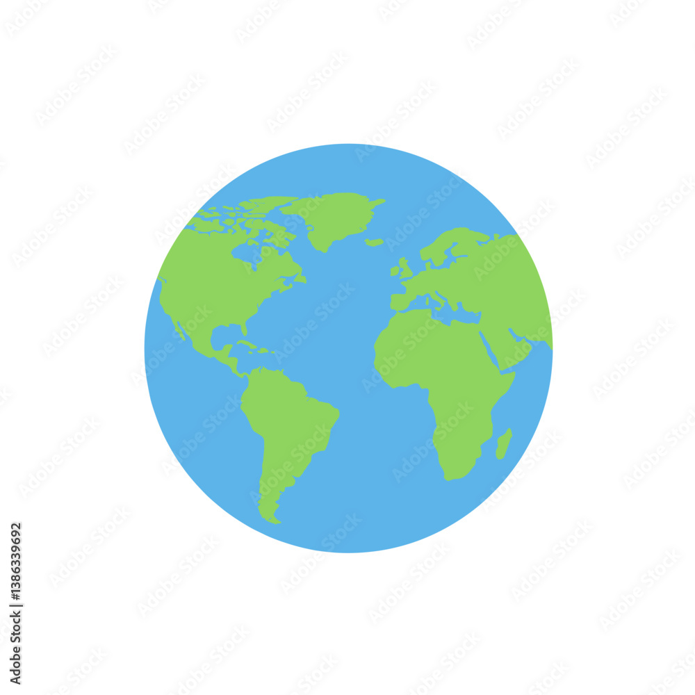 Simplified Earth: A simple, eye-catching illustration of planet Earth, highlighting its continents and oceans, perfect for conveying concepts of global awareness and environmental consciousness. Simplified Earth: A simple, eye-catching illustration of planet Earth, highlighting its continents and oceans, perfect for conveying concepts of global awareness and environmental consciousness.