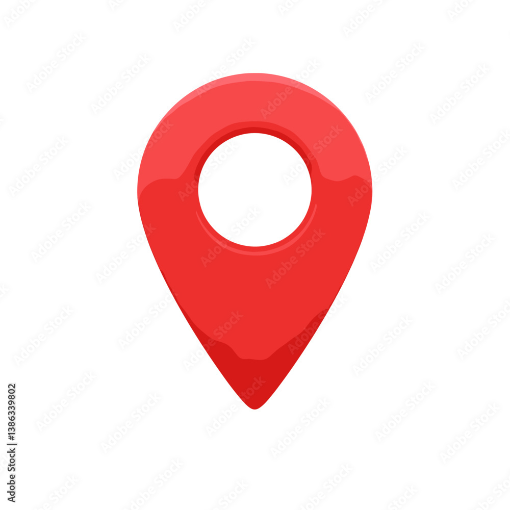 Geographic Location Pin: A vibrant, iconic red pin indicates a specific location, symbolizing navigation, mapping, and precise points of interest in a clean and graphical manner. Geographic Location Pin: A vibrant, iconic red pin indicates a specific location, symbolizing navigation, mapping, and precise points of interest in a clean and graphical manner.