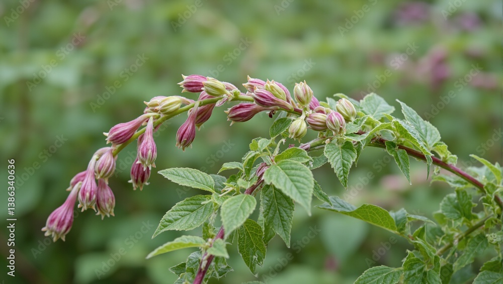 Vibrant macro shot of multicolored wildflower buds peeking through lush green leaves creating a delicate and colorful tapestry Vibrant macro shot of multicolored wildflower buds peeking through lush green leaves creating a delicate and colorful tapestry