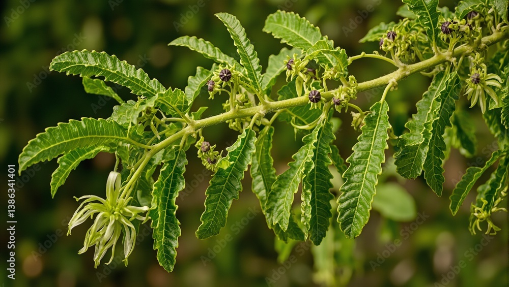 Lush passionfruit vine with green buds and budding fruit embodying freshness and growth
