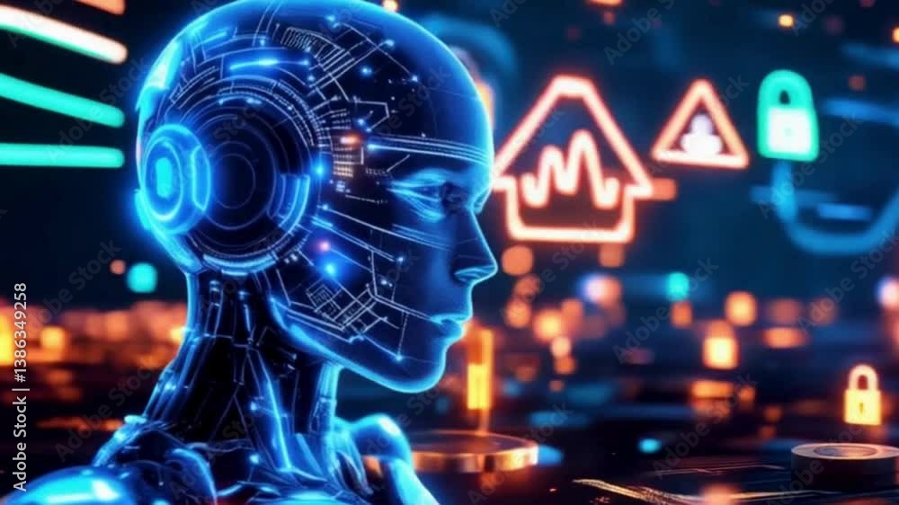 AI Security Interface Animation, Digital Protection Concept Video AI Security Interface Animation, Digital Protection Concept Video