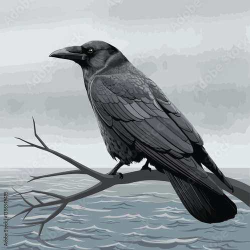 a illustrator vector crow