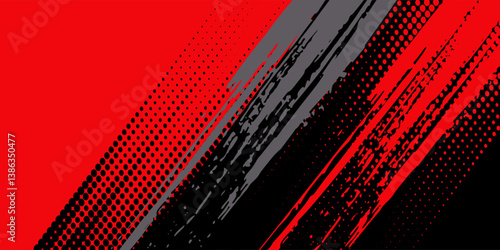 Background, contrast red and black color abstract template for business design. Technology style. You can use it for advertising, sports posters, templates, business presentations. Vector illustration
