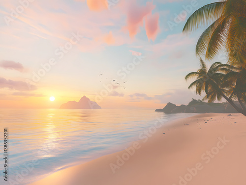 Serene beach at sunrise
