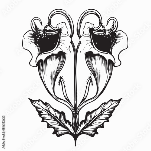 Exotic Carnivorous Pitcher Plants image vector isolated on white background.