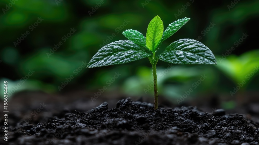 Young sprout emerging from fertile soil Young sprout emerging from fertile soil