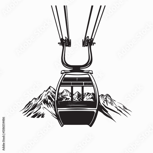 Gondola Lift Cable Car image vector isolated on white background.