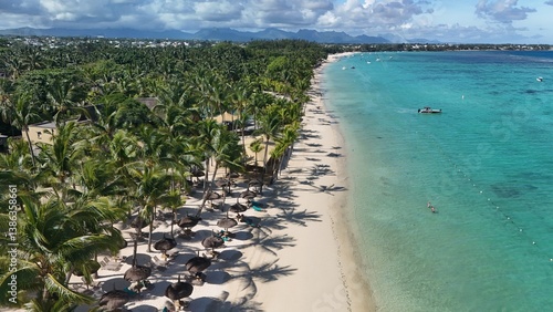 Foto Aerial view of Trou Aux Biches Beach - Mauritius Island, Republic of Mauritius,