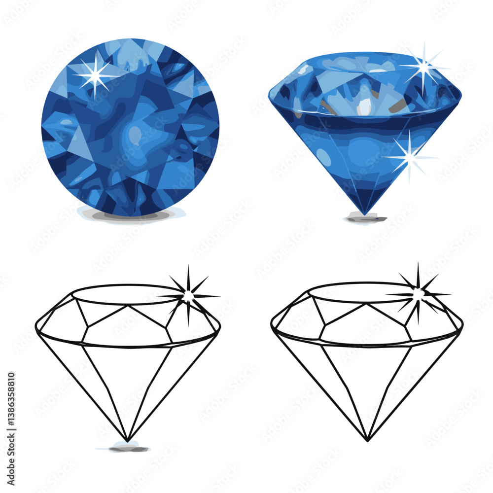 Fototapeta premium Sparkling Gemstones: A quartet of radiant gemstones, showcasing a vibrant gemstone in intricate detail, exuding timeless elegance and allure.